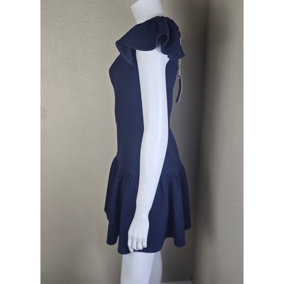 Rebecca Taylor Tiered Off Shoulder Mini Flounce Dress - Navy Blue - Size 2 - NWT - Picture 7 of 12